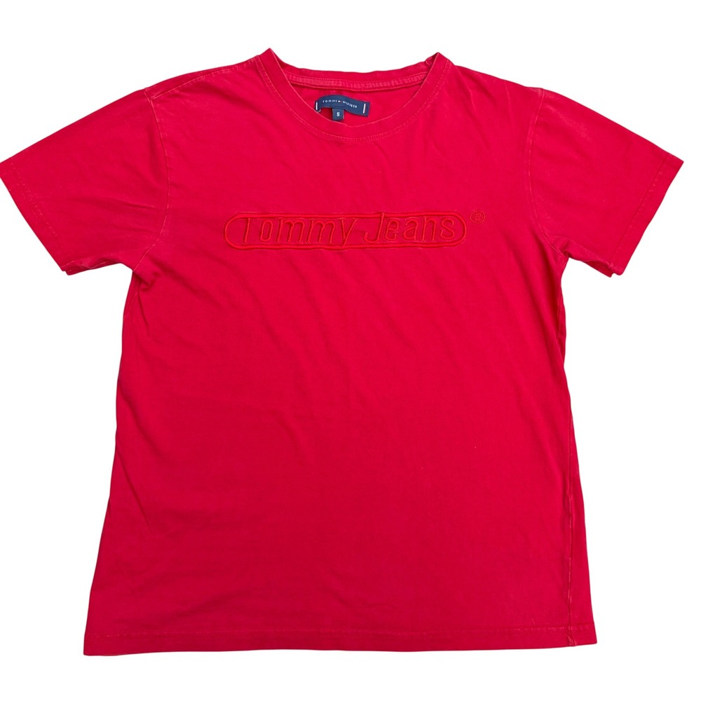 Tommy Hilfiger Tommy Jeans T-Shirt Embroidered Logo Red Streetwear S